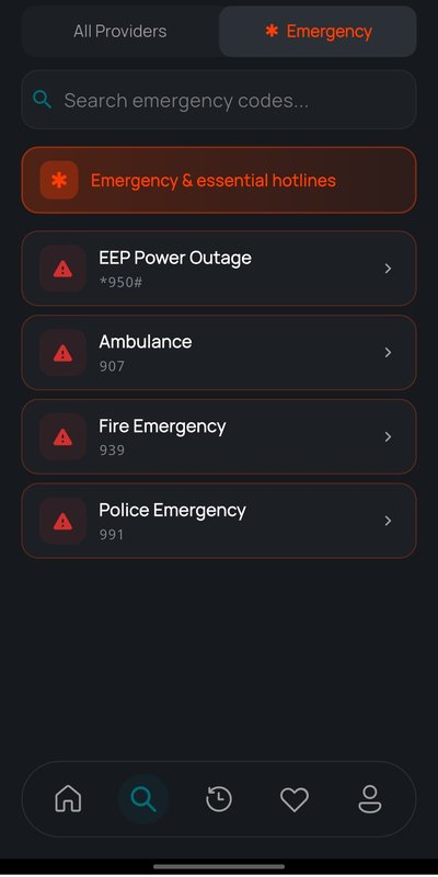 Emergency USSD codes for police, ambulance, and fire services in Ethiopia